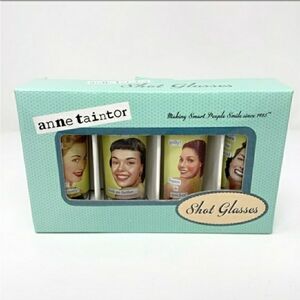 NIB! Anne Taintor Retro Shot Glass Set - Vintage Face Designs (Set Of 4)
